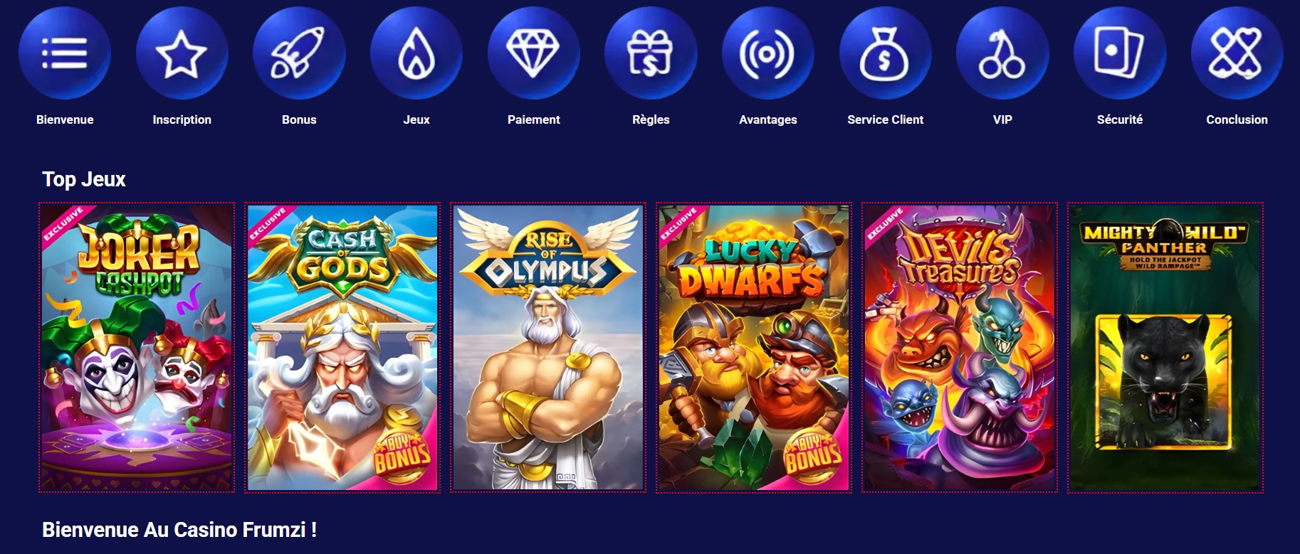 Quels sont les bonus et promotions disponibles sur le casino Frumzi ?